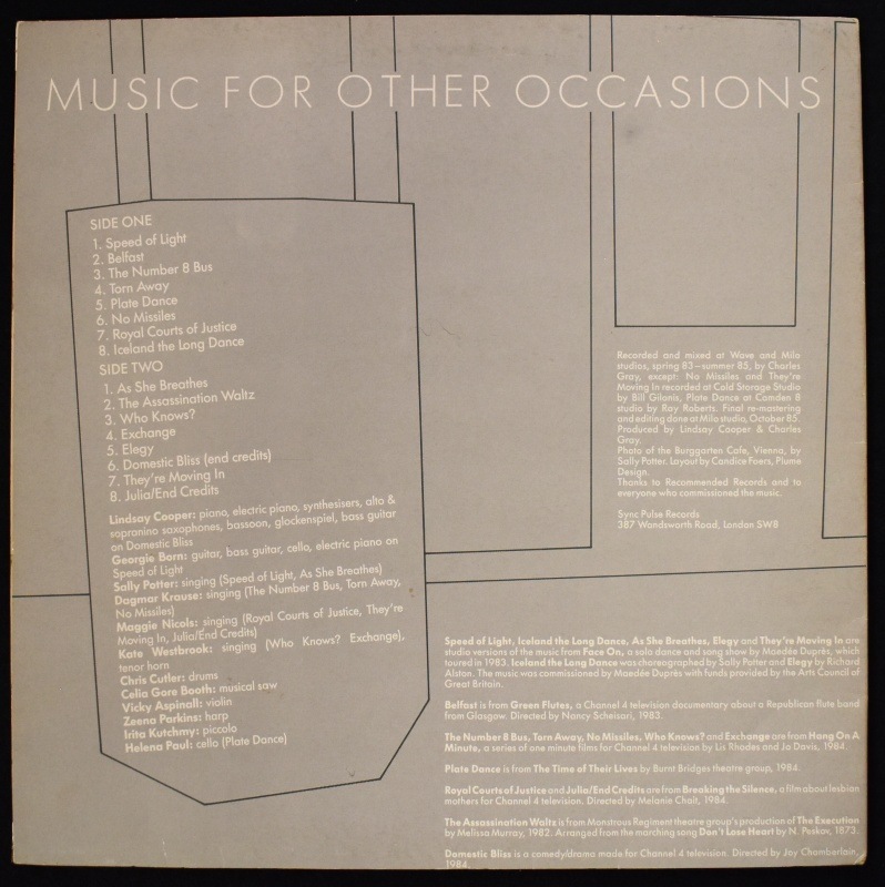 Lindsay Cooper - Music For Other Occasions   [LP] '86 ���ɥ��ġ����ꥸ�ʥ�