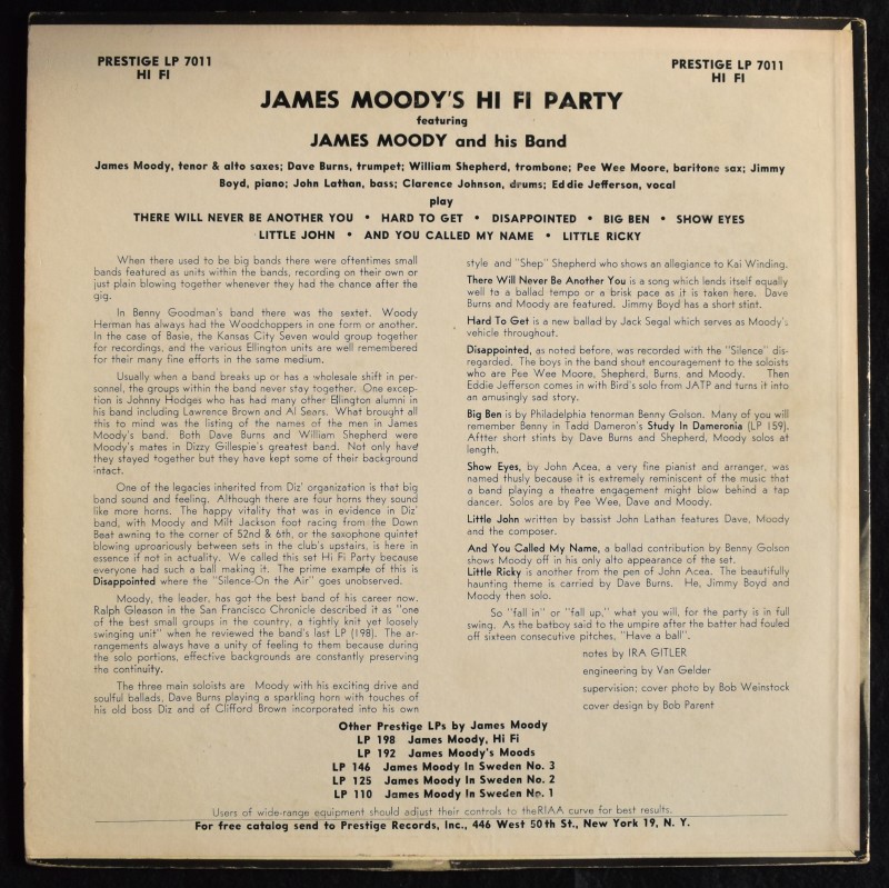 James Moody - Hi Fi Party   ۱ե졼ࡡꥸʥ