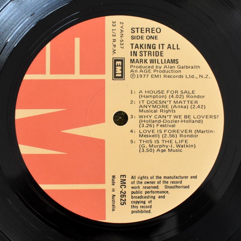 Mark Williams - Taking It All In Stride     [LP]