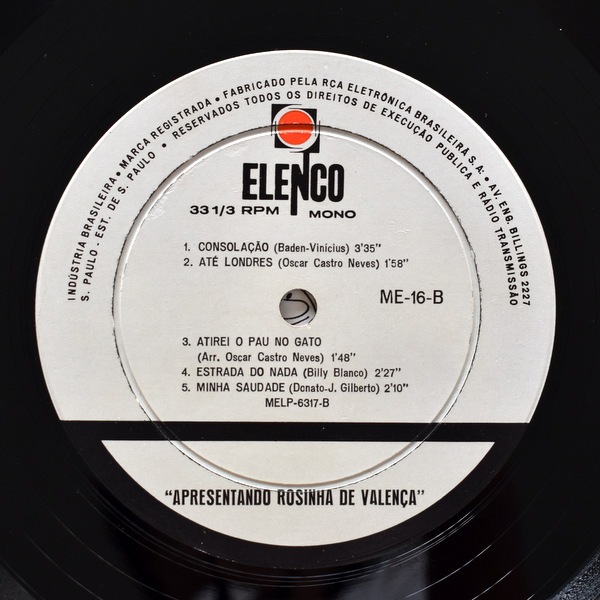 レコード Rosinha De Valenca Apresentando サンバ Rosinha De Valenca (ホジーニャ・ヂ・ヴァレンサ