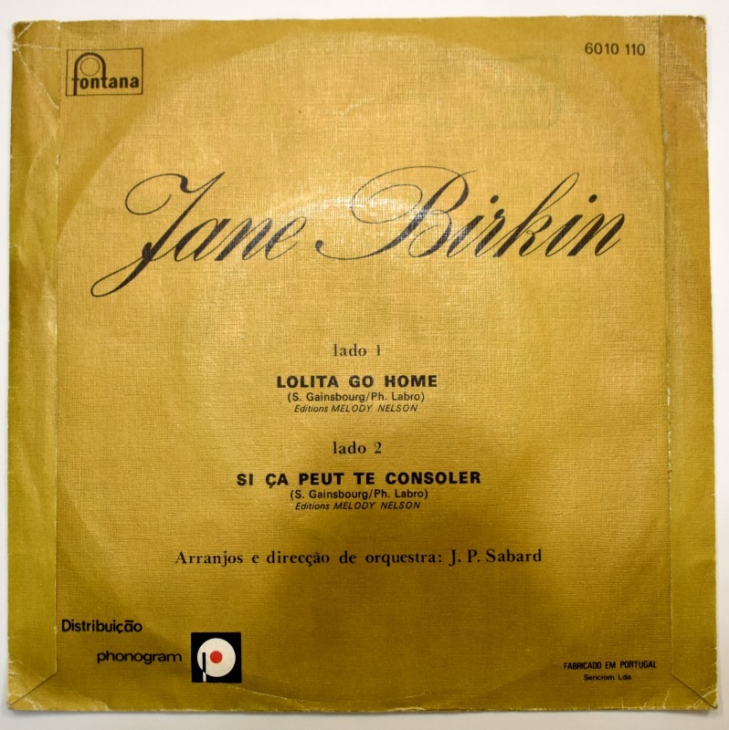 Jane Birkin - Lolita Go Home/ Si Ca Peut Te Consoler     [7inch]