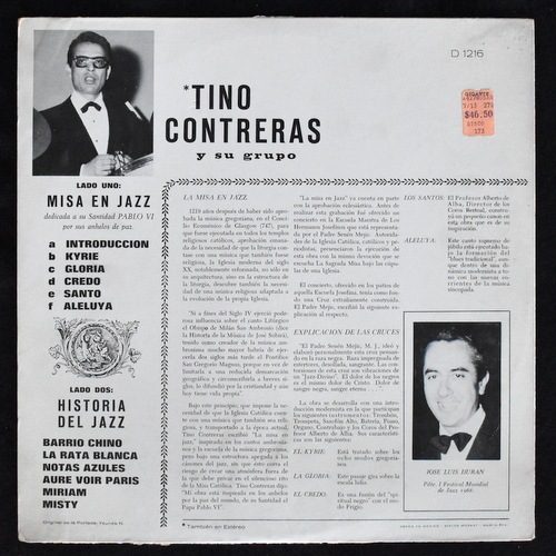 Tino Contreras Y Su Grupo - Misa En Jazz / Historia Del Jazz  [LP]
