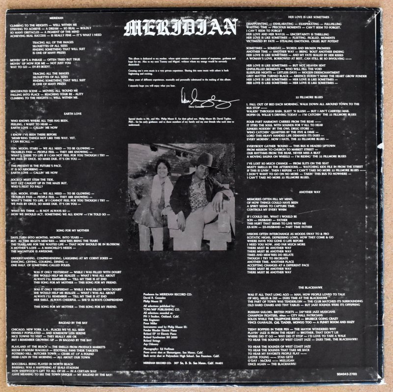 Dave Gonzalez - Meridian [LP]｜JAZZ,VOCAL｜Paddy Field Records｜中古アナログレコード ...