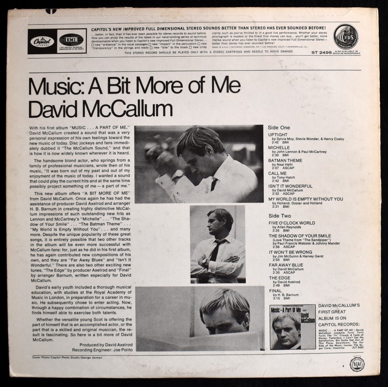David McCallum - Music: A Bit More Of Me     [LP]