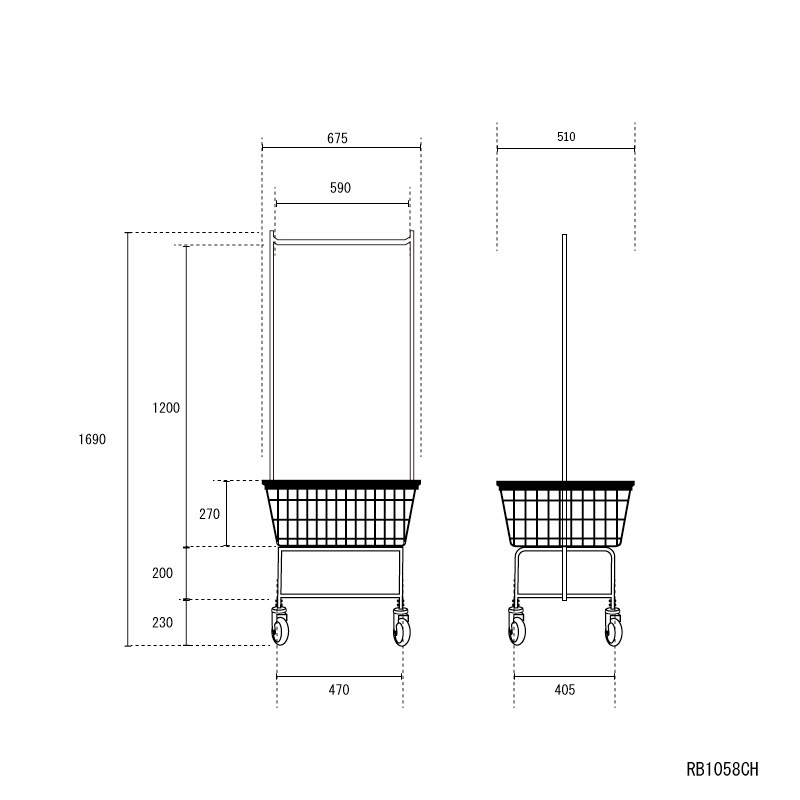 LAUNDRY CART DOUBLE POLE | Metal Products,Laundry cart