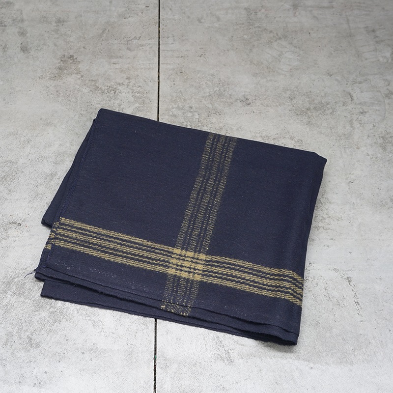 Navy With Gold Stripe Wool Blanket Home accessory,Blanket ブランケット