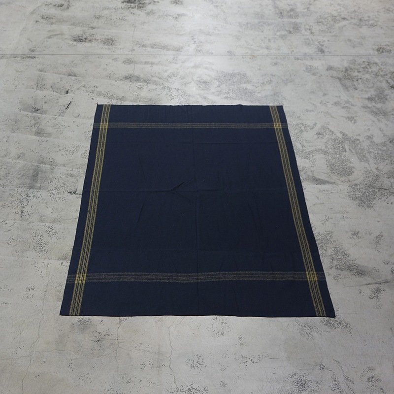 Navy With Gold Stripe Wool Blanket