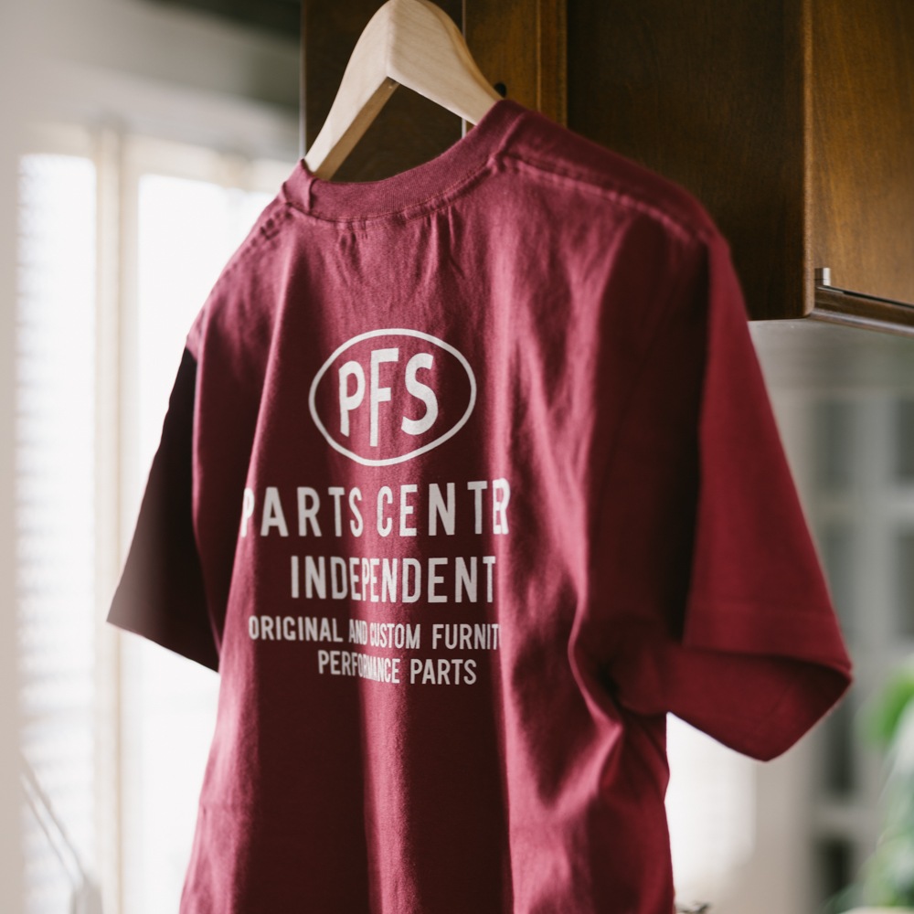P.F.S. ORIGINAL T SHIRTS 2026 - PARTS CENTER��BURGUNDY/OFF WHITE��