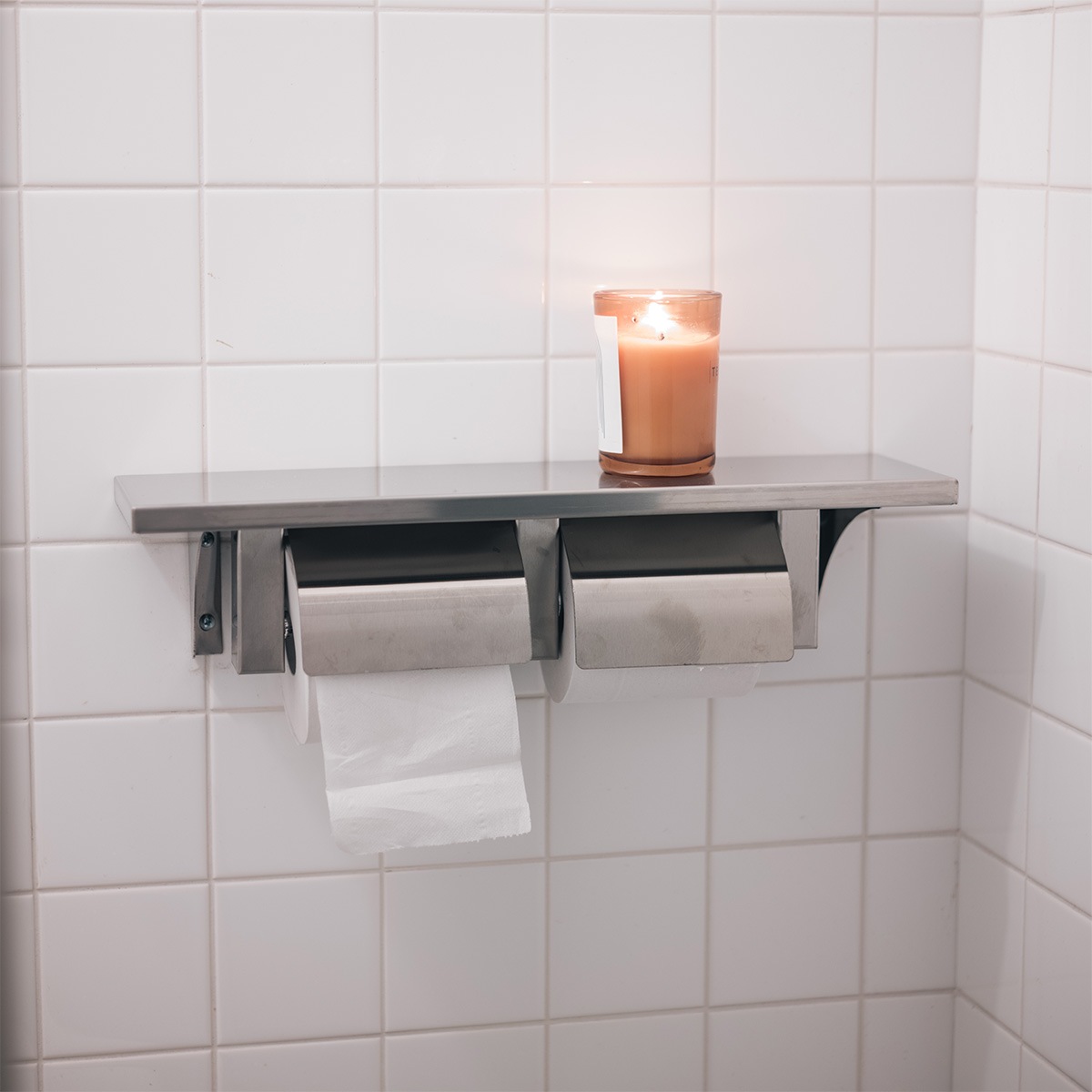 DOUBLE TOILET PAPER HOLDER with SHELF
