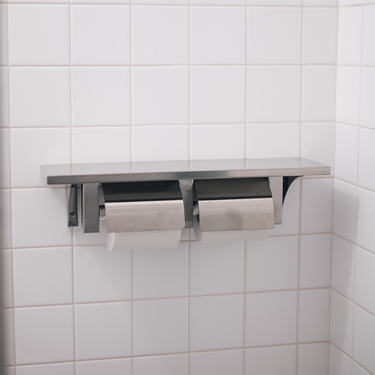 DOUBLE TOILET PAPER HOLDER with SHELF