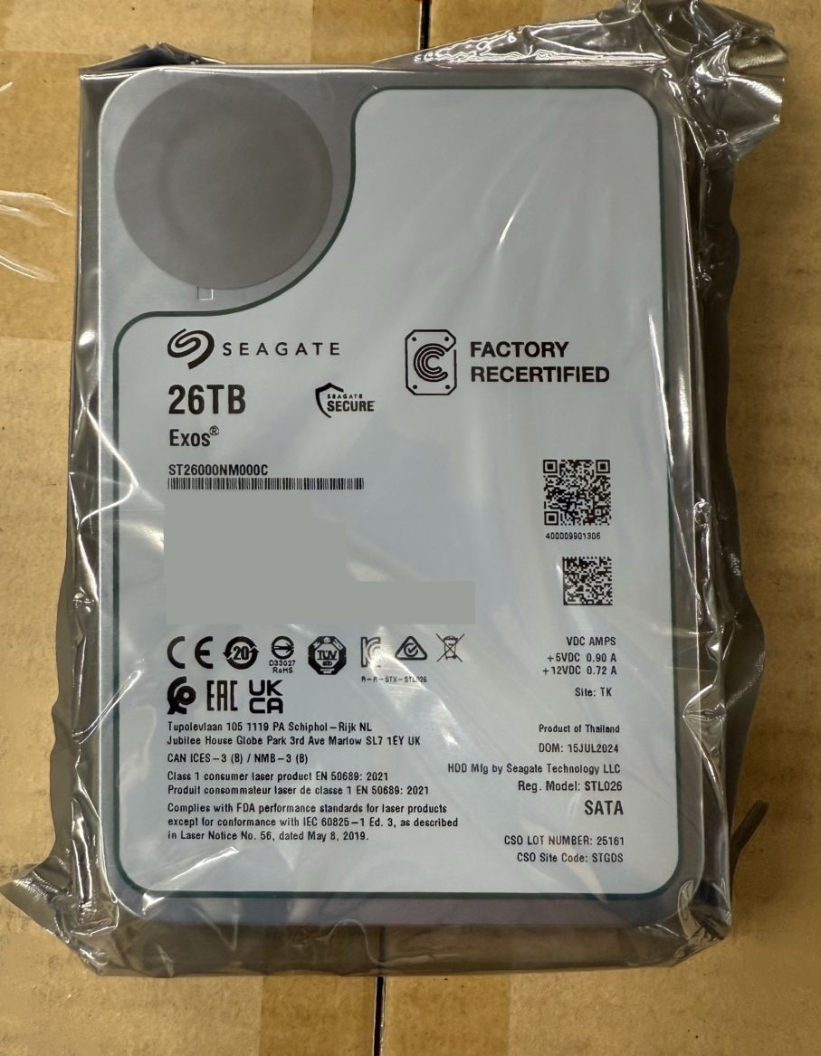 【メーカー再生品】 Seagate EXOS ST26000NM000C 26TB NL-SATA 30日保証