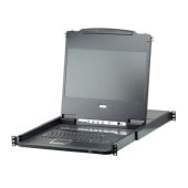 フルHDワイド対応8ポートUSB DVI KVMドロワー ショートレール CL6708MWJJS