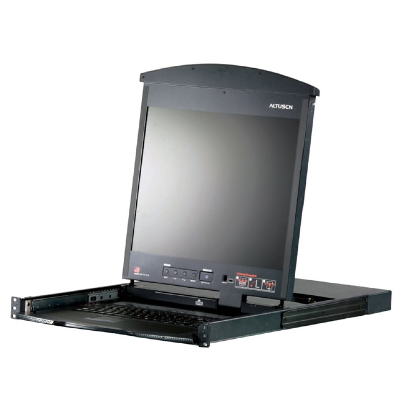 17/19インチ 16ポート カテゴリ5e デュアルスライド LCD IP-KVMドロワー（デイジーチェーンポート搭載） ロングレール KL1516AINJJL