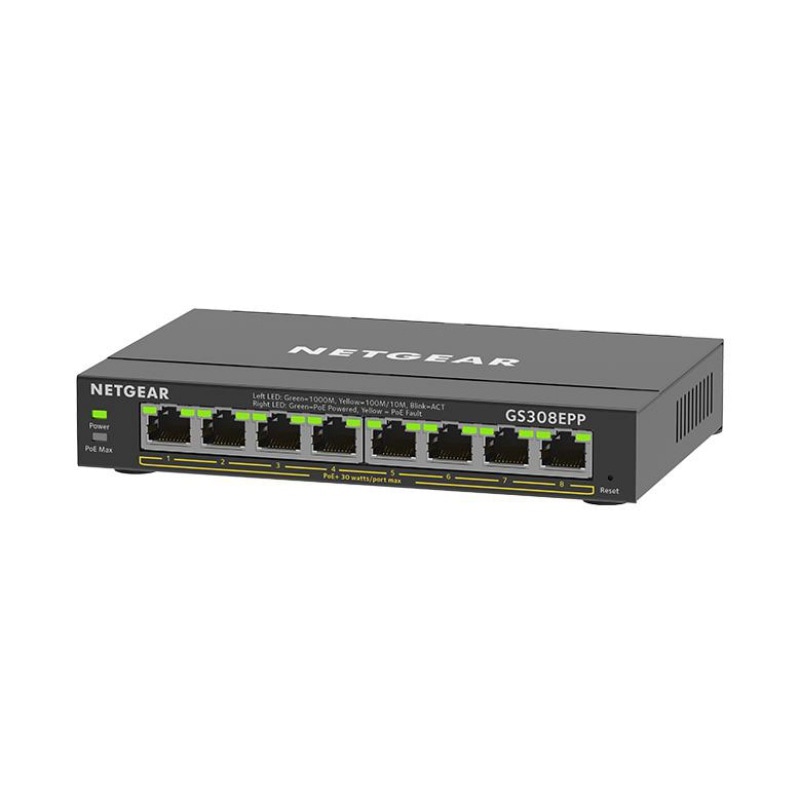 【短納期対応】NETGEAR POE+対応 (123W) ギガビット8ポート アンマネージプラススイッチ GS308EPP-100JPS