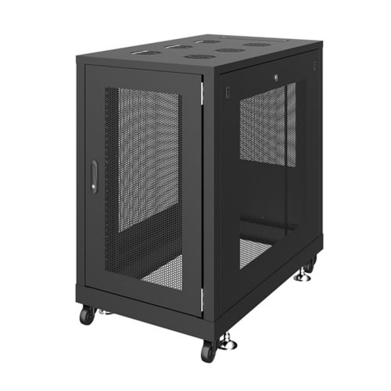 【取り寄せ】 サンワサプライ 19インチサーバーラック メッシュパネル仕様(18U) ブラック CP-SVN1810MBKN