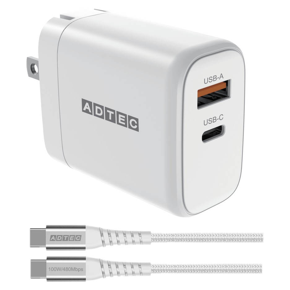 ADTEC APD-V065AC-wC20U2-WH PD3.0 65W 対応 充電器　Type-Cケーブル付き