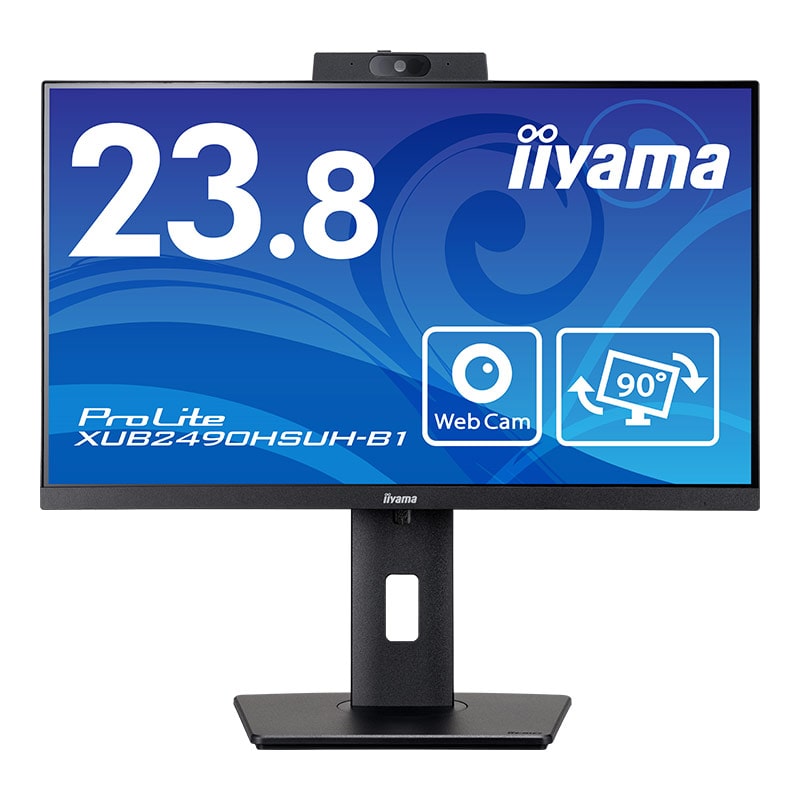 【在庫/短納期モデル】iiyama XUB2490HSUH-B1 ProLite 24インチ IPSパネル フルHD HDMI DP ブラック 画面回転 ピボット カメラ スピーカー 3年センドバック保証 SB