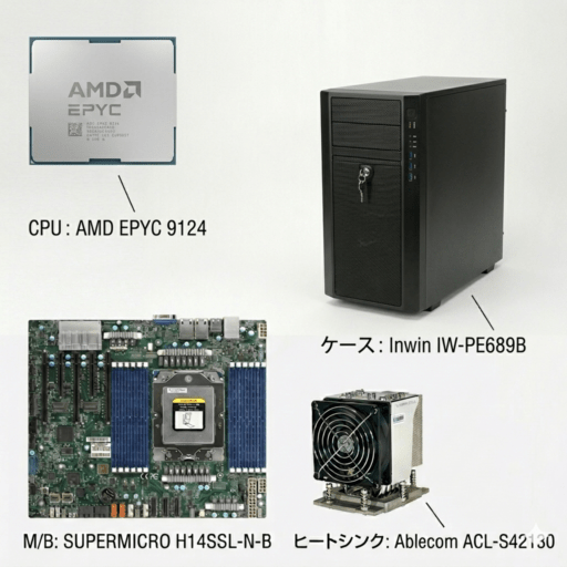 AMD EPYCベアボーン最安ミドルタワー4点セット