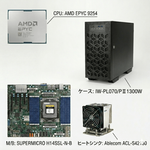 AMD EPYC ベアボーン1300W電源搭載タワー4点セット