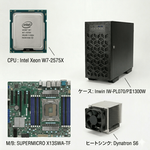 Intel 1300W ベアボーン 1300W電源搭載ワークステーション4点セット