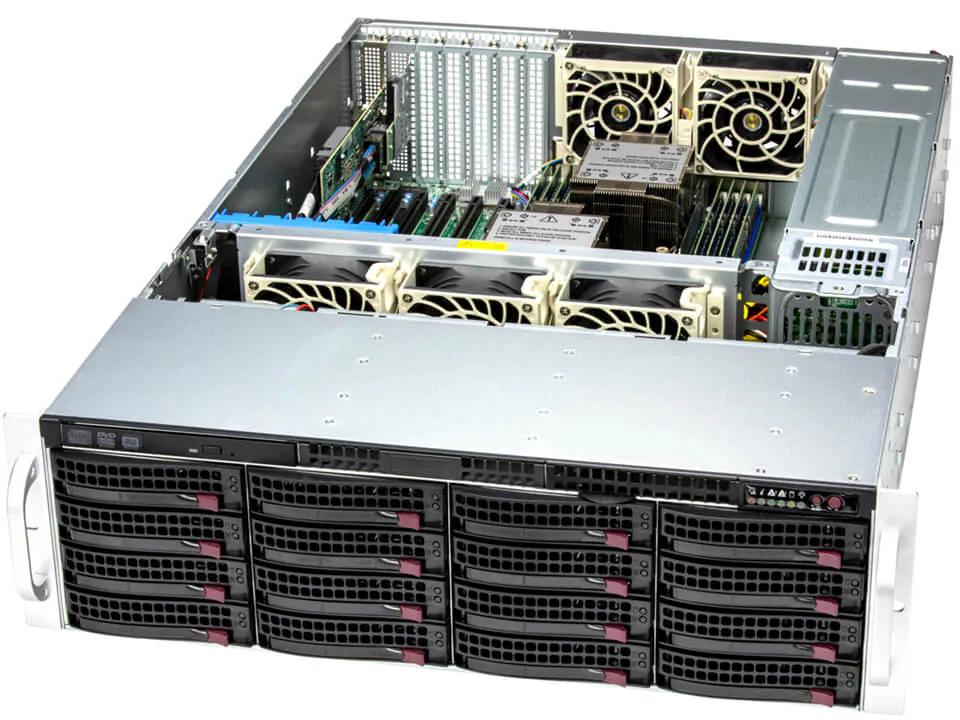 SUPERMICRO Storage SuperServer SSG-631E-E1CR16H(Xeon S4510 x2/64GB/480GB SSDx2/20TB x16/10GbE x2/IoT2022STD)