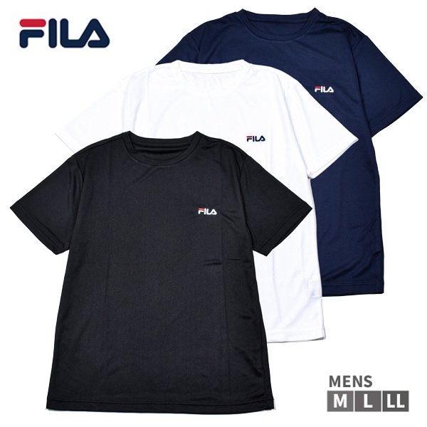 FILA フィラ メンズ 保湿 冷感 半袖 Tシャツ ワンポイントロゴ UV