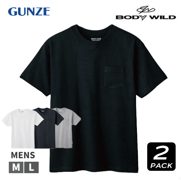 [����饤�����SALE] BODYWILD GUNZE Ʊ��2PACK 2���� �ݥ��å��դ� �إӡ���������T����� ��100��  Ĵ���� �»� ��� M L Ⱦµ T����� �����奢�� �ܥå������륨�å� ��ƹ�Ԥ� 1�Ĥޤǥ᡼���ز�