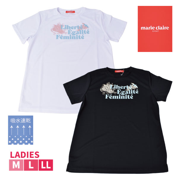 [����饤�����SALE] �ؿ͡�marieclaire��sport T����� Ⱦµ �ޥꥯ�졼�롡�ۿ�®�����糰������Ψ90��ʾ塡M L LL ����ץ� ������� 1�Ĥޤǥ᡼���ز�