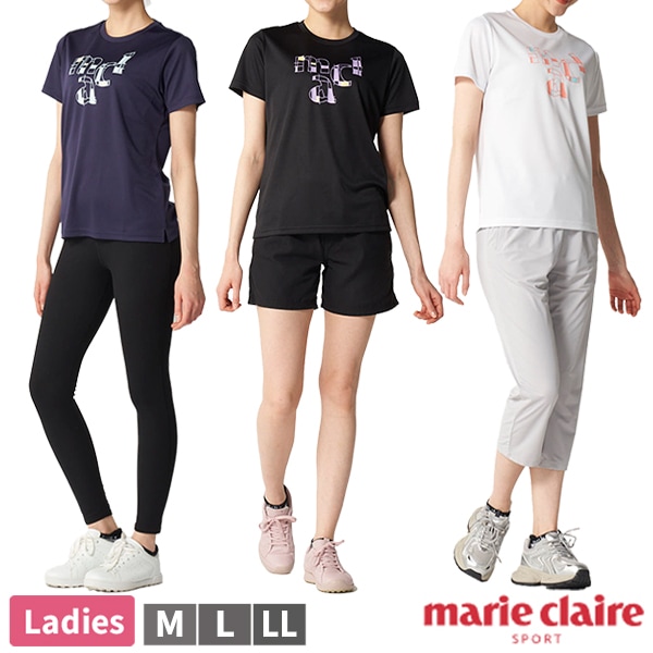 ��ǥ����� �ؿ� marie claire sport �ޥꥯ�졼�� ���ݡ��� Ⱦµ T����� �ȥåץ� �ޥꥯ�� M L LL �֥��� �ץ��� ��1���ޤǥ᡼���زġ�