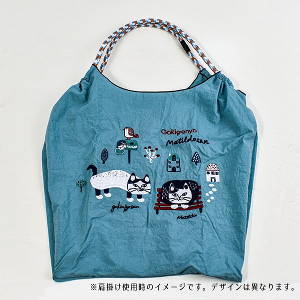 手刺繍のネコちゃん巾着トートバッグ☆ 手刺繍のネコちゃん巾着トートバッグ☆ 手刺繍のネコちゃん巾着トート