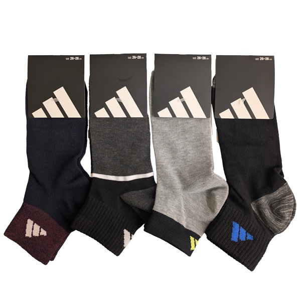 靴下 4足組 adidas アディダス メンズ 紳士 24-26cm 26-28cm 4足セット