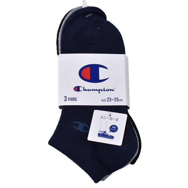 Champion �����ԥ��� ���� ���å��� ��ǥ����� �ؿ� 3­�� ���ˡ������� ���ˡ��������å��� ���硼�� �� ���졼 �ͥ��ӡ� �������륽�å��� 3P 23-25cm ����