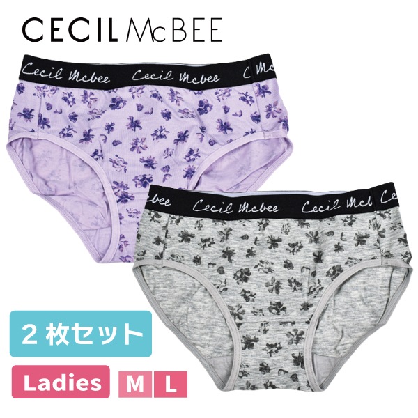 婦人 ショーツ セシルマクビー 2枚セット 2P グレー ブラック