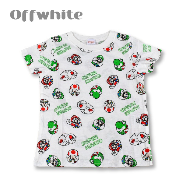 スーパーマリオ Tシャツ 半袖 子供服 キッズ 1点までメール便可 総柄