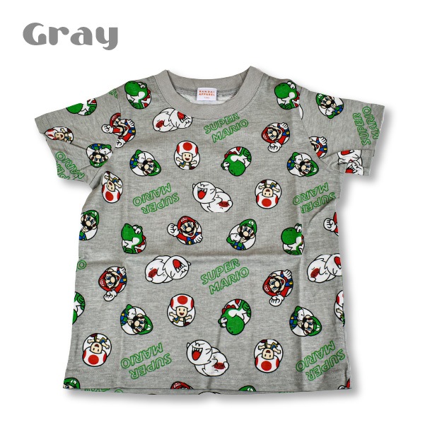 スーパーマリオ Tシャツ 半袖 子供服 キッズ 1点までメール便可 総柄