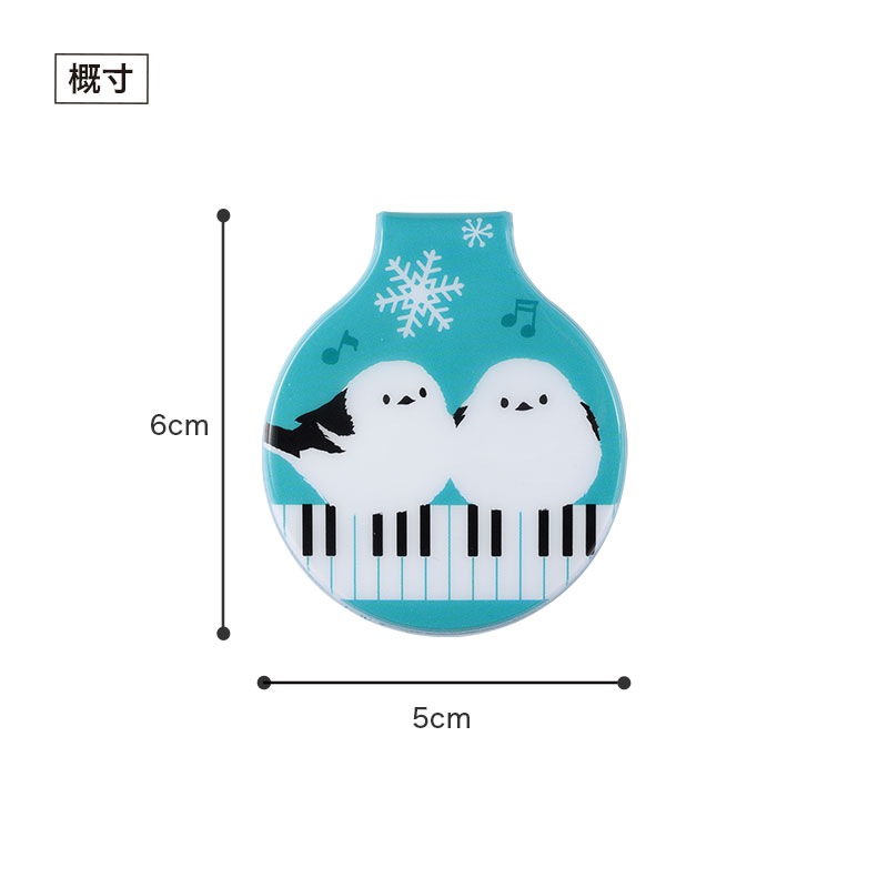 トリル♪シマエナガ マグネットクリップ 3個組（五線譜）｜ピアノ