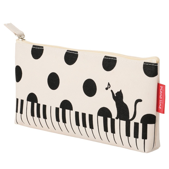 ピアノライン マチありペンケース（ねこと水玉）｜ピアノライン(Piano