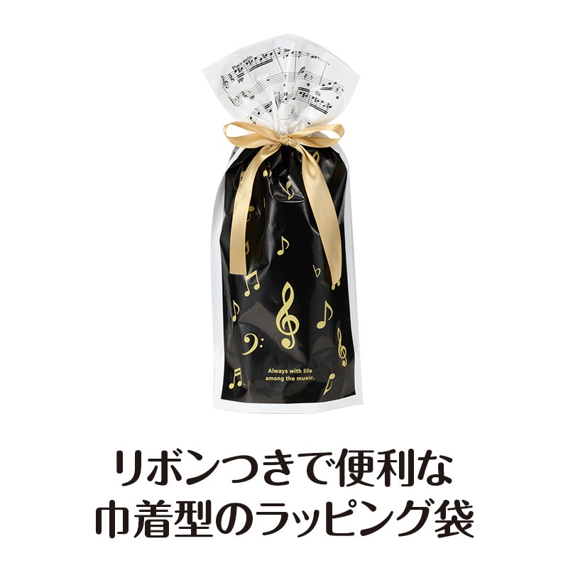 ラッピング用 リボン付き巾着袋（音符）2枚入り Sサイズ｜ピアノライン
