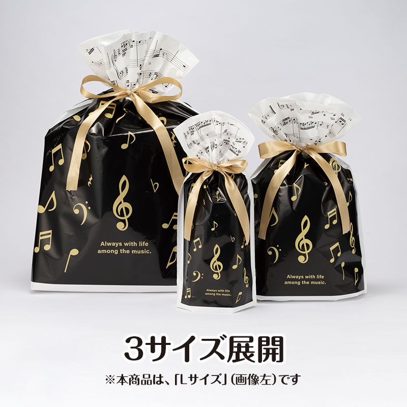 かおりん様オーダー品 ラッピング用 リボン付き巾着袋（音符）2枚入り Lサイズ｜ピアノライン