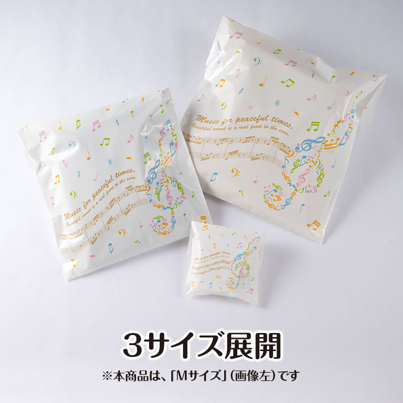 ラッピング用 平袋（カラフル音符）5枚入り Mサイズ｜ピアノライン
