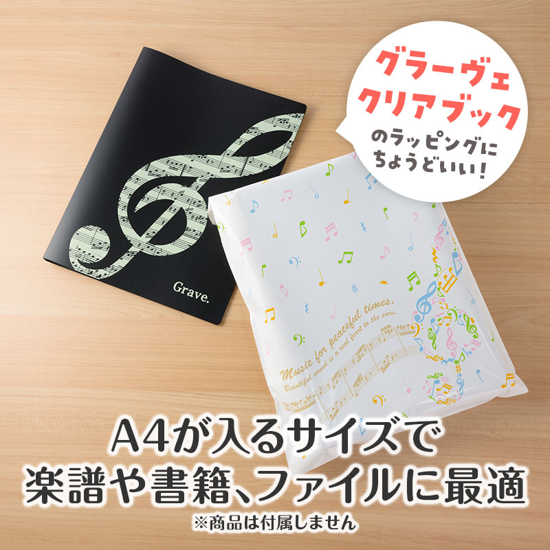 ラッピング用 平袋（カラフル音符）5枚入り Mサイズ｜ピアノライン