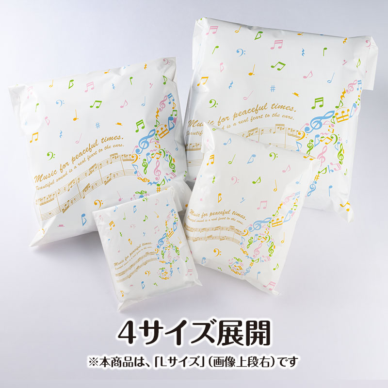 ラッピング用 平袋（カラフル音符）5枚入り Lサイズ｜ピアノライン