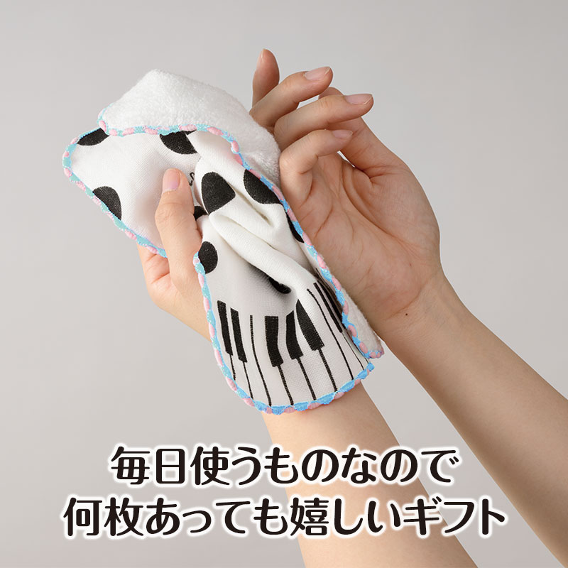 ピアノライン 無撚糸ガーゼハンカチ（ねこと水玉）｜ピアノ