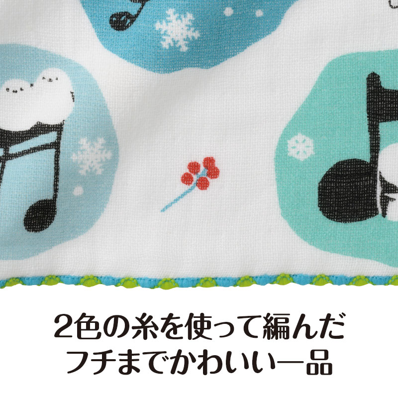 トリル♪シマエナガ 無撚糸ガーゼハンカチ｜ピアノライン(Piano line