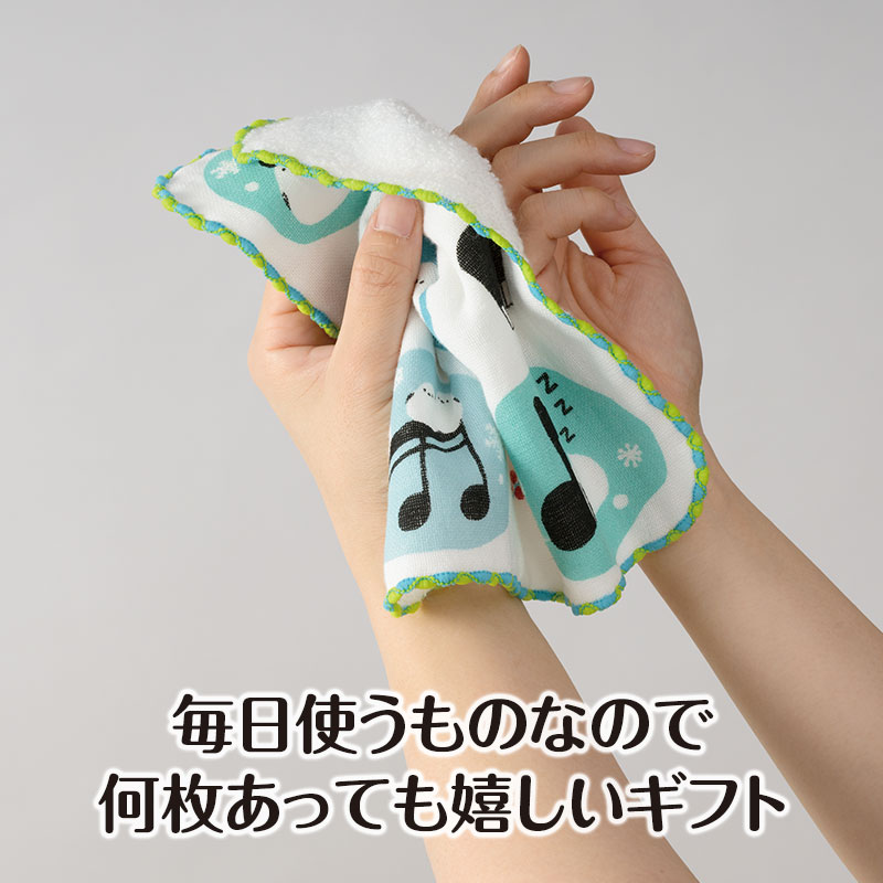 トリル♪シマエナガ 無撚糸ガーゼハンカチ｜ピアノライン(Piano line