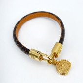 LOUIS VUITTON �֥饹�� LV �ȥ�ӥ塼�� �֥쥹��å� ��Υ���� �쥶�� �֥饦�� ɽ��������17 M6442F �����ֹ桧8962