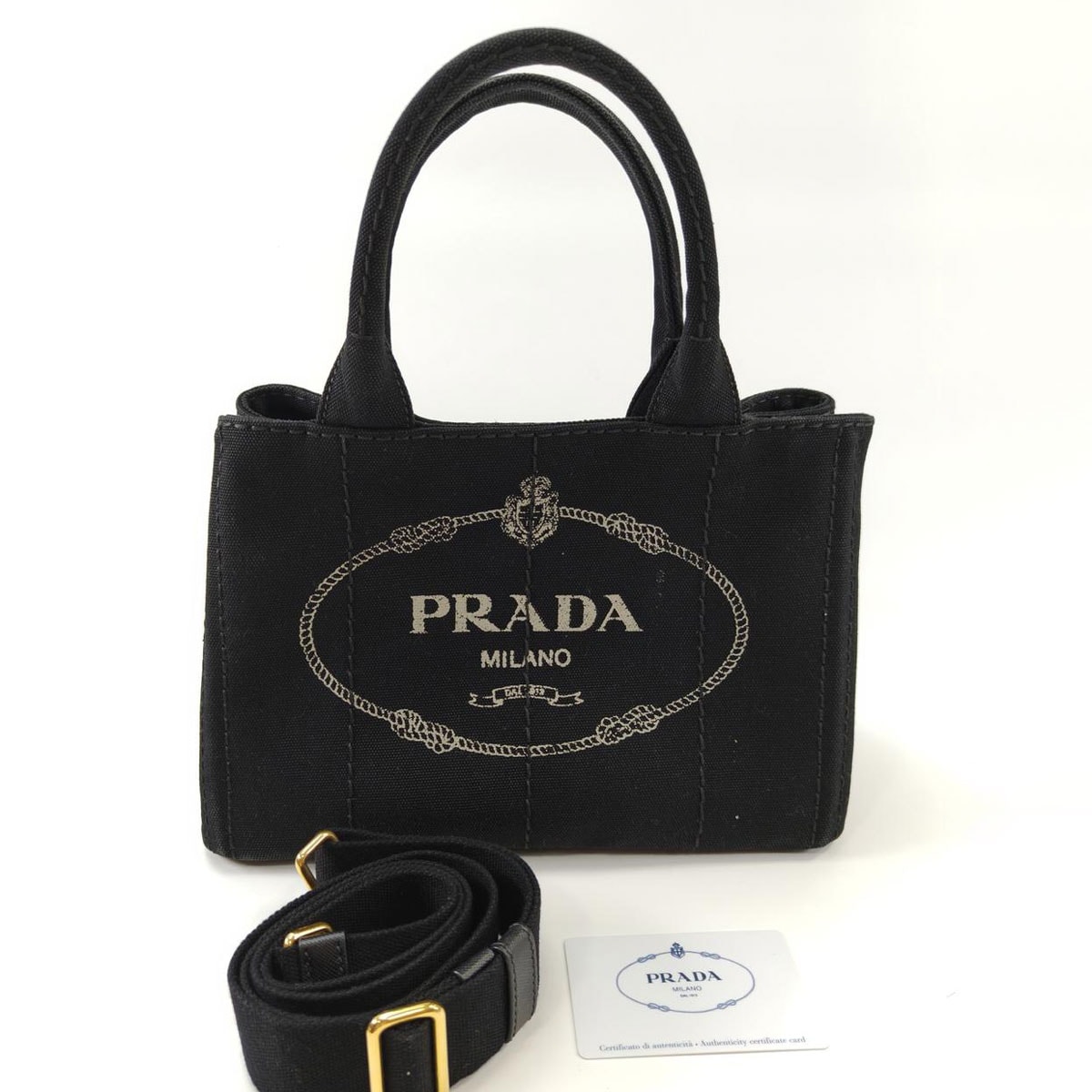 PRADA カナパミニ 2WAY ショルダーバッグ ハンドバッグ 黒 9673 PRADA プラダ カナパミニ 2WAY ショルダーバッグ ハンドバッグ