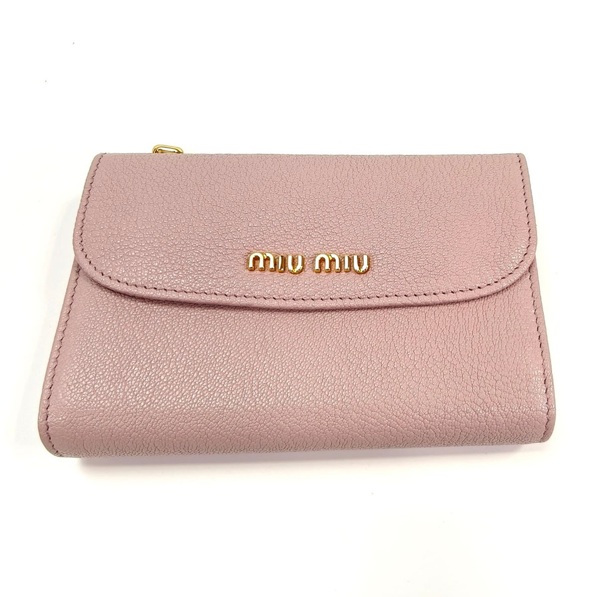 Miumiu 財布 三つ折り財布 マドラスパール ピンク ミュウミュウ Miu Miu MIUMIU 三つ折り財布 MATELASSE マテラッセ