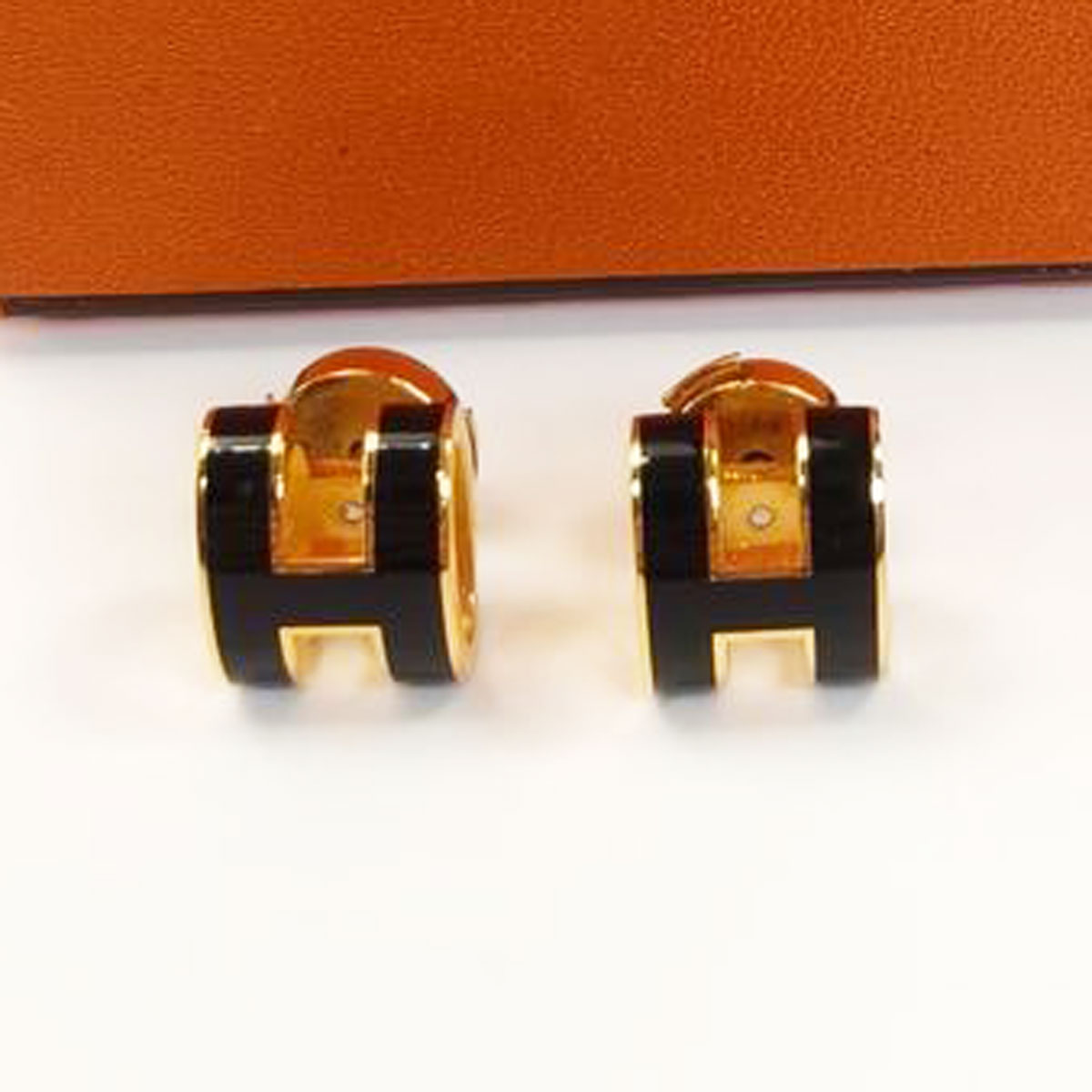 HERMES エルメス ミニ ポップH ポップアッシュ ピアス ブラック