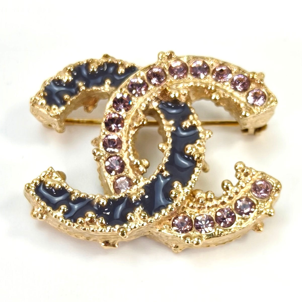 シャネル CHANEL ブローチ CHANELロゴ ココマーク ラインストーン 